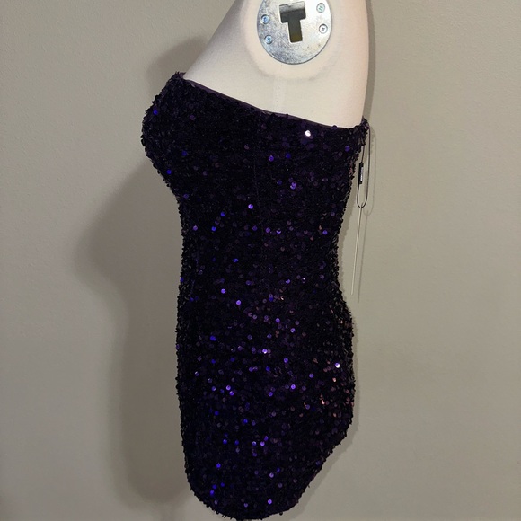 Purple Seaquin Strapless Mini Dress - Picture 2 of 4